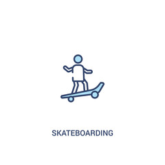 skateboarding concept 2 colored icon. simple line element illustration. outline blue skateboarding symbol. can be used for web and mobile ui/ux.