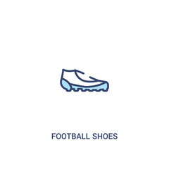 football shoes concept 2 colored icon. simple line element illustration. outline blue football shoes symbol. can be used for web and mobile ui/ux.