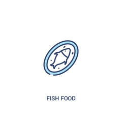 fish food concept 2 colored icon. simple line element illustration. outline blue fish food symbol. can be used for web and mobile ui/ux.