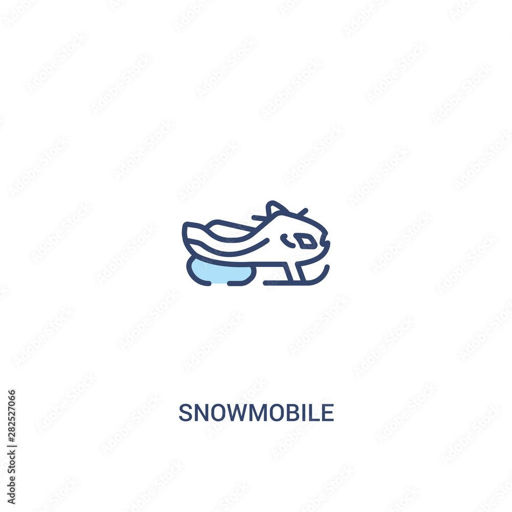 Poster snowmobile concept 2 colored icon. simple line element illustration. outline blue snowmobile symbol.