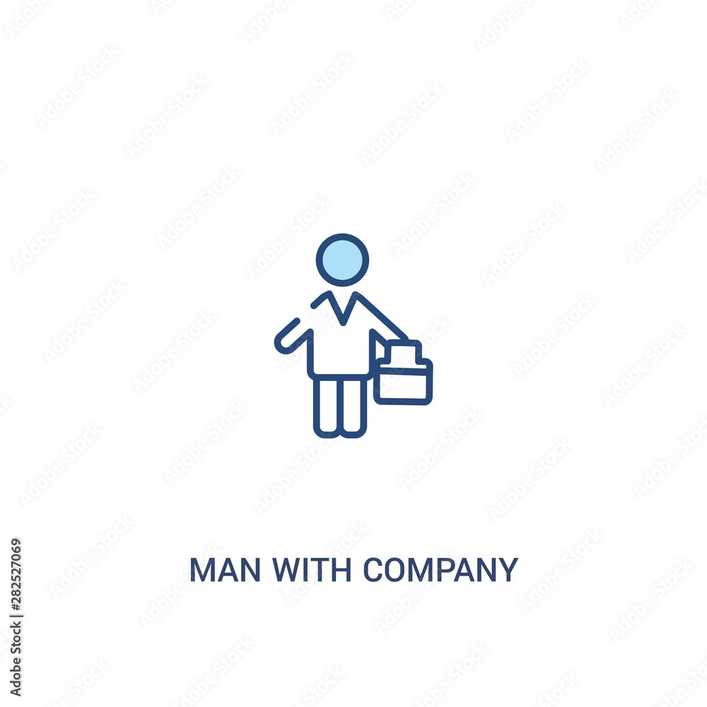Poster man with company concept 2 colored icon. simple line element illustration. outline blue man with com