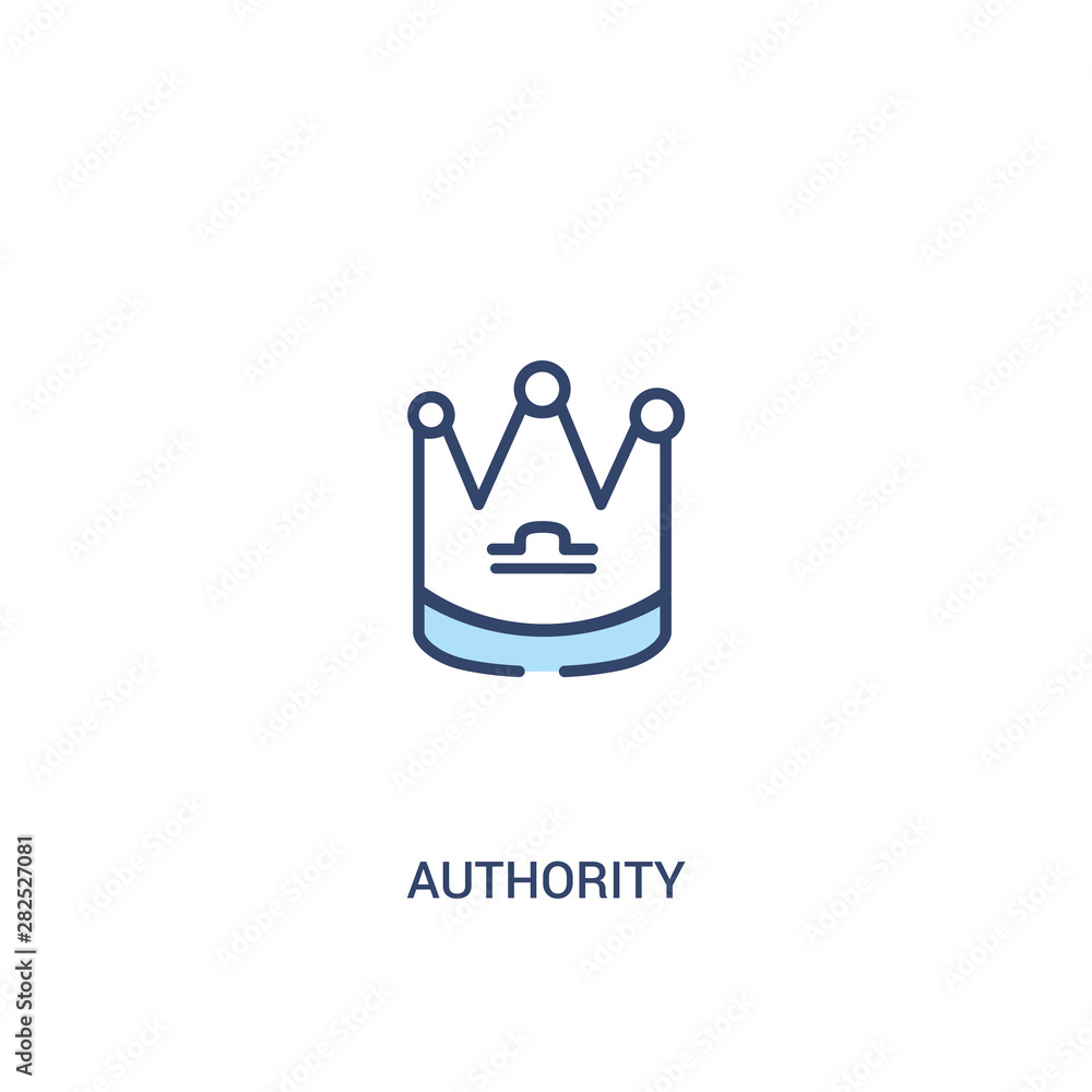 Poster authority concept 2 colored icon. simple line element illustration. outline blue authority symbol. c