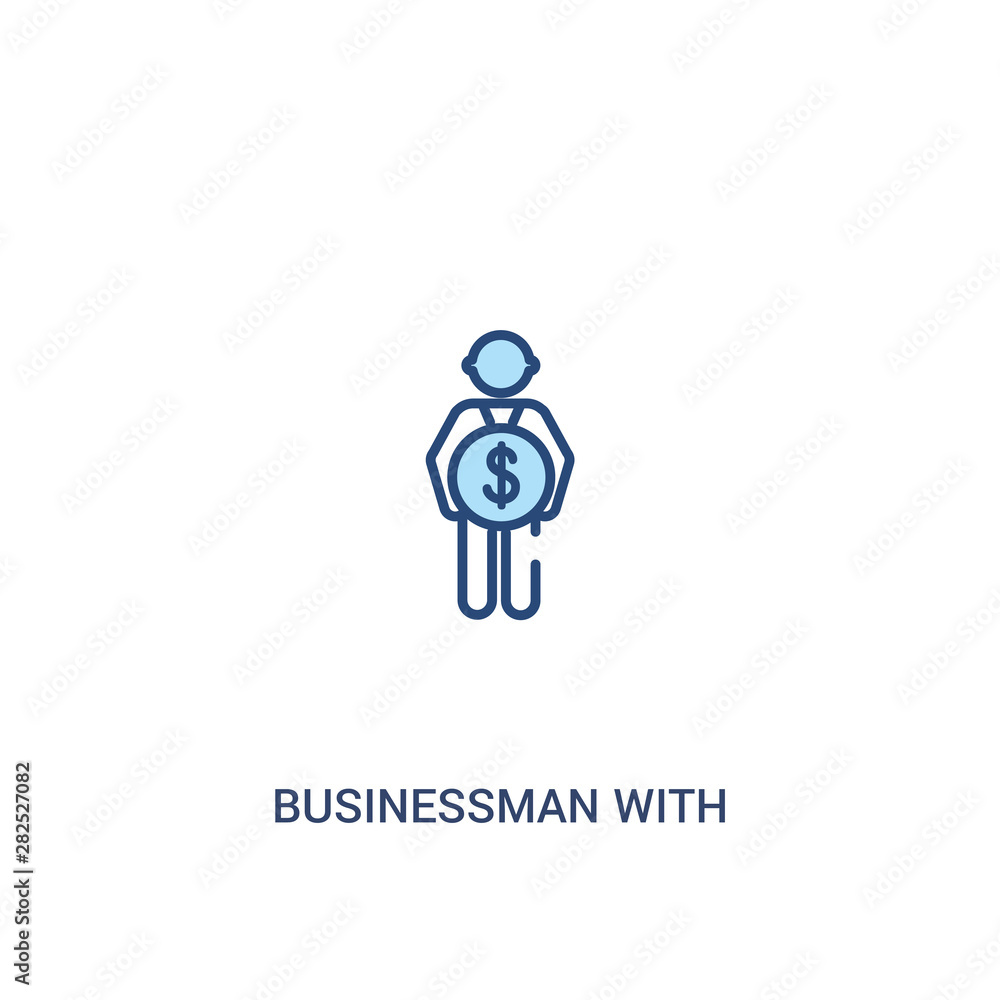 Poster businessman with pound currency concept 2 colored icon. simple line element illustration. outline bl