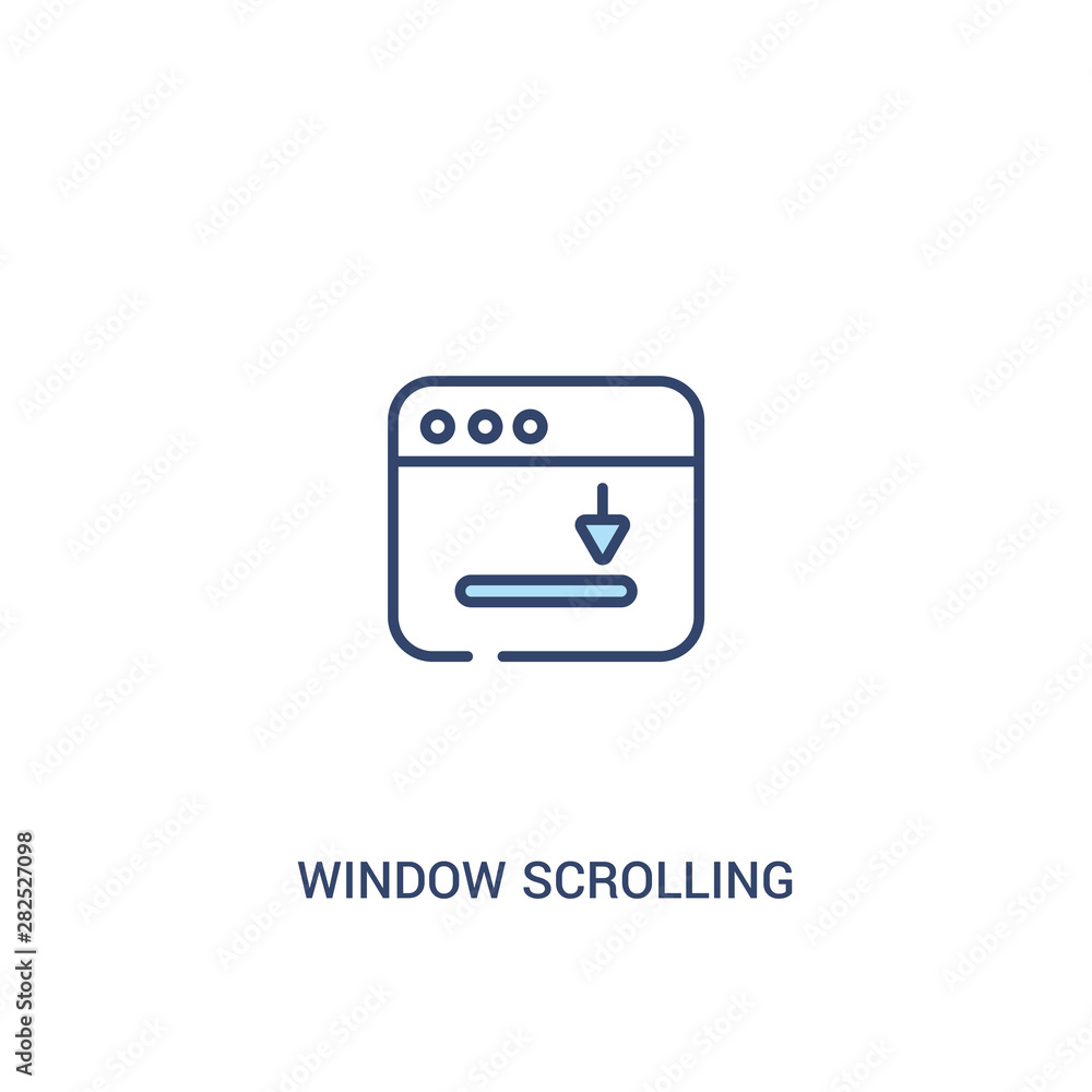 Poster window scrolling right concept 2 colored icon. simple line element illustration. outline blue window