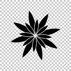 Flower sign. Black icon on transparent background. Illustration.