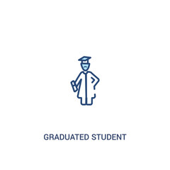 graduated student concept 2 colored icon. simple line element illustration. outline blue graduated student symbol. can be used for web and mobile ui/ux.