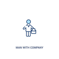 man with company concept 2 colored icon. simple line element illustration. outline blue man with company symbol. can be used for web and mobile ui/ux.