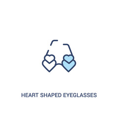 heart shaped eyeglasses concept 2 colored icon. simple line element illustration. outline blue heart shaped eyeglasses symbol. can be used for web and mobile ui/ux.