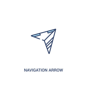 navigation arrow concept 2 colored icon. simple line element illustration. outline blue navigation arrow symbol. can be used for web and mobile ui/ux.