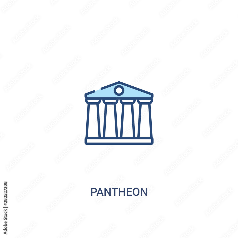 Poster pantheon concept 2 colored icon. simple line element illustration. outline blue pantheon symbol. can