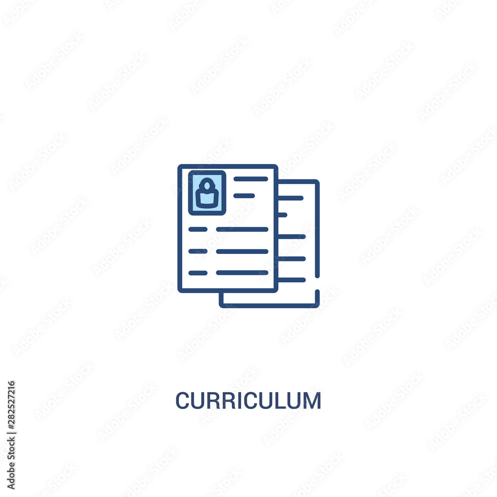 Poster curriculum concept 2 colored icon. simple line element illustration. outline blue curriculum symbol.