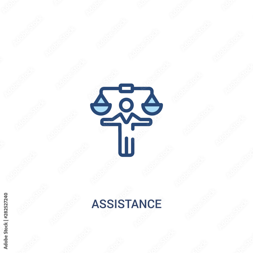 Aufkleber assistance concept 2 colored icon. simple line element illustration. outline blue assistance symbol.