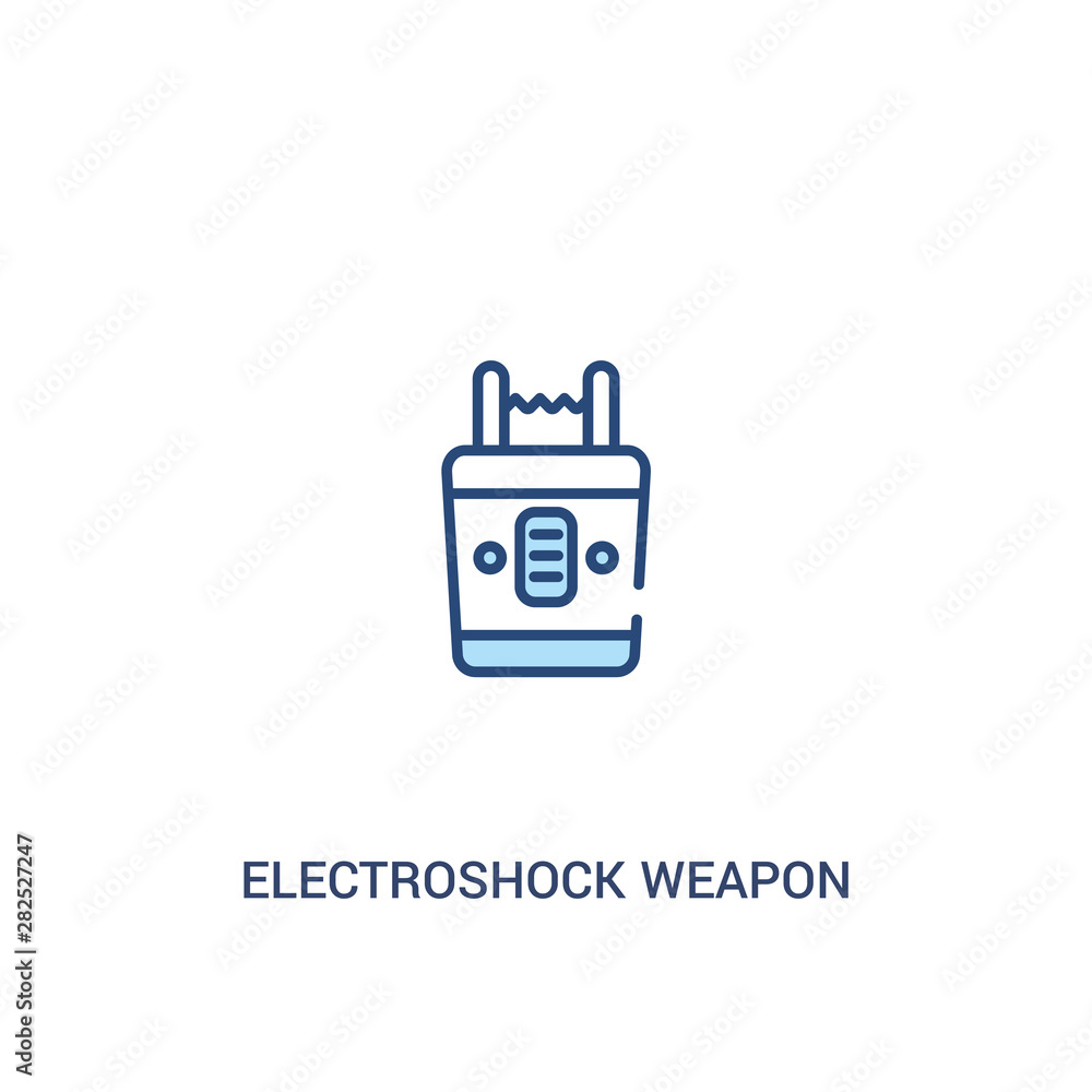 Poster electroshock weapon concept 2 colored icon. simple line element illustration. outline blue electrosh