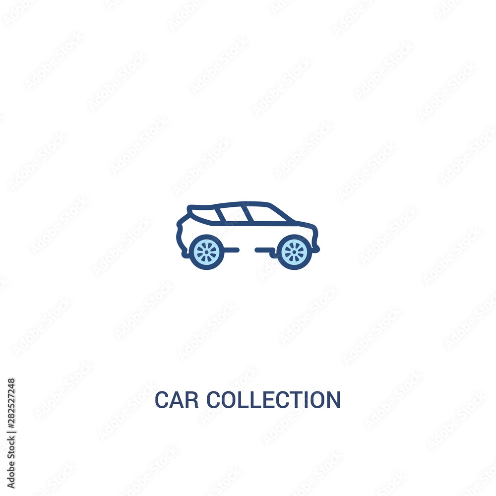 Poster car collection concept 2 colored icon. simple line element illustration. outline blue car collection