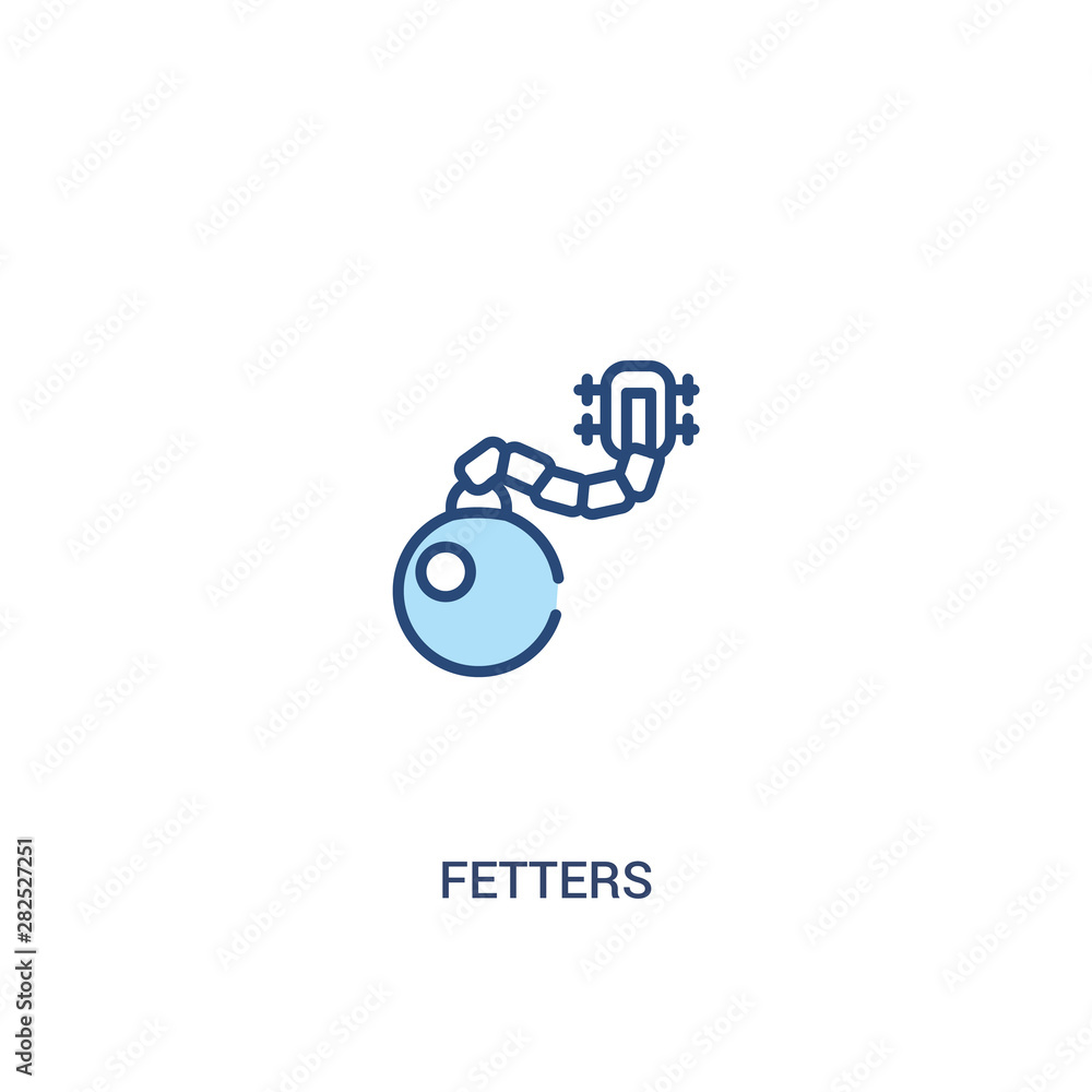 Aufkleber fetters concept 2 colored icon. simple line element illustration. outline blue fetters symbol. can b