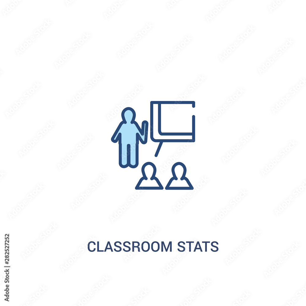 Poster classroom stats concept 2 colored icon. simple line element illustration. outline blue classroom sta