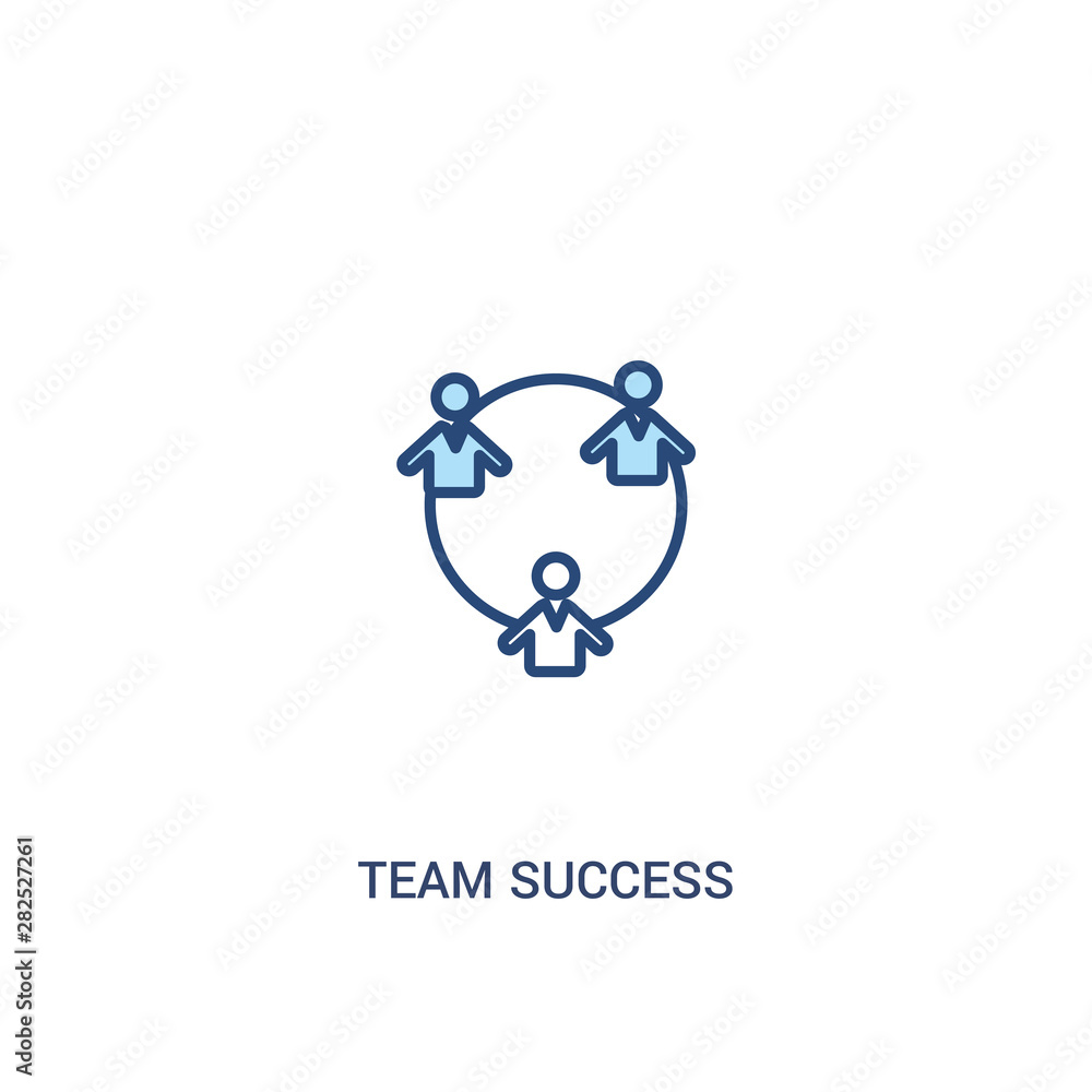 Poster team success concept 2 colored icon. simple line element illustration. outline blue team success sym