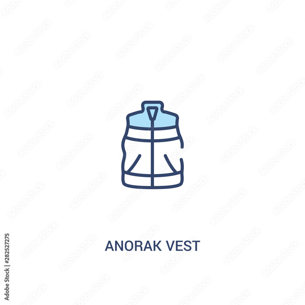 Poster anorak vest concept 2 colored icon. simple line element illustration. outline blue anorak vest symbo