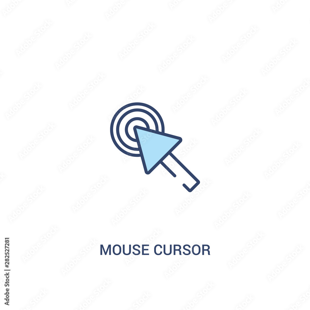Poster mouse cursor concept 2 colored icon. simple line element illustration. outline blue mouse cursor sym