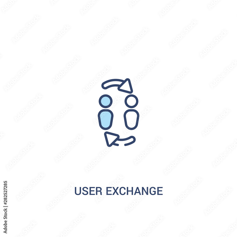 Poster user exchange concept 2 colored icon. simple line element illustration. outline blue user exchange s
