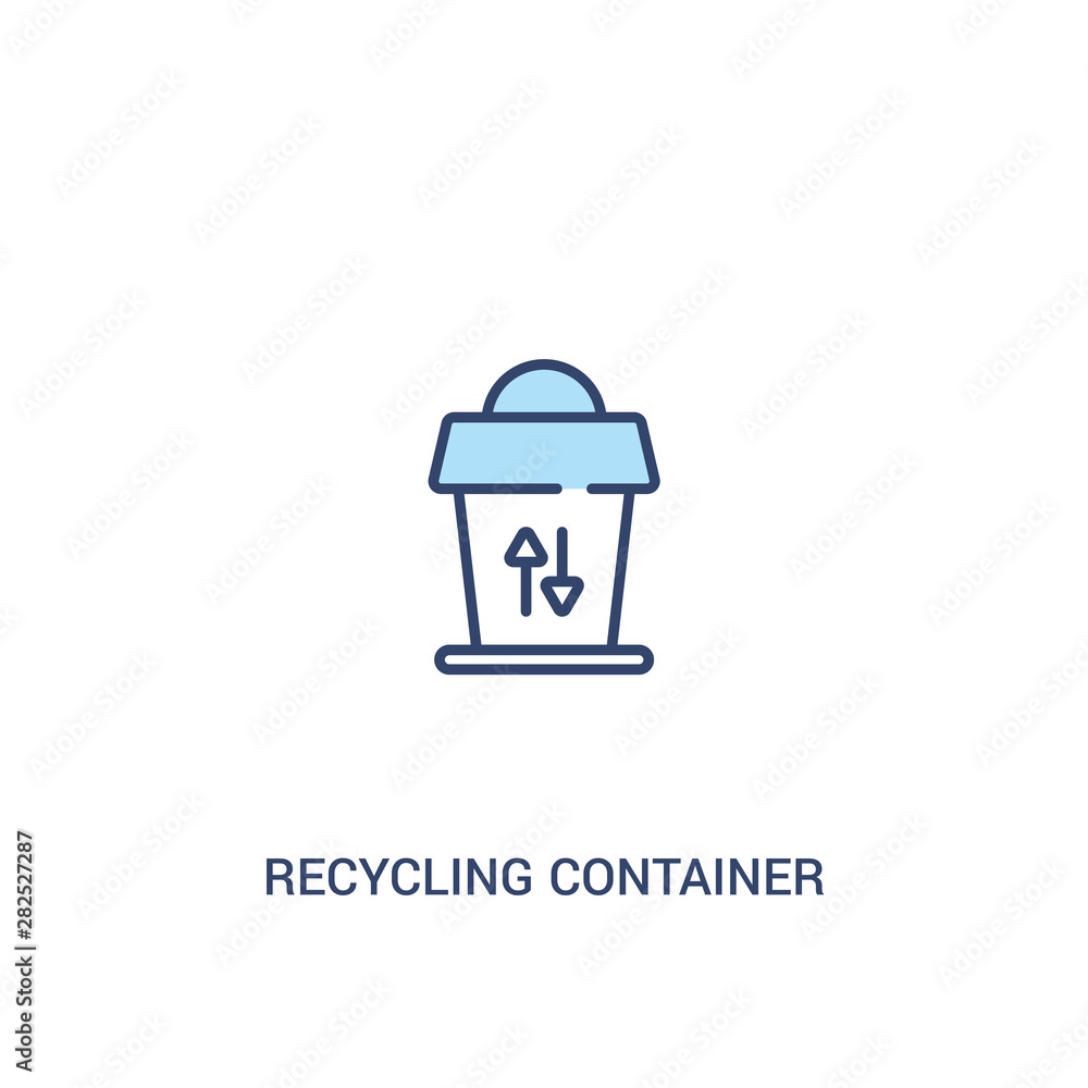 Poster recycling container concept 2 colored icon. simple line element illustration. outline blue recycling