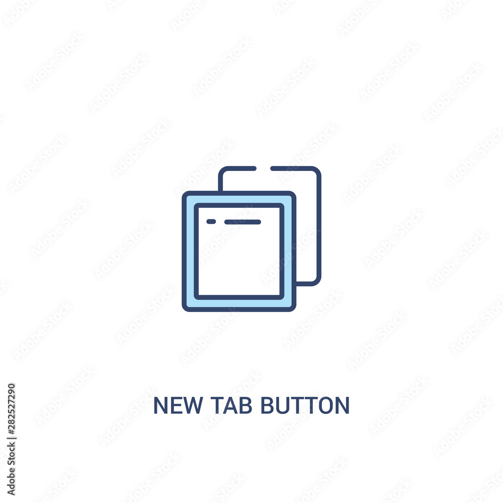 Poster new tab button concept 2 colored icon. simple line element illustration. outline blue new tab button