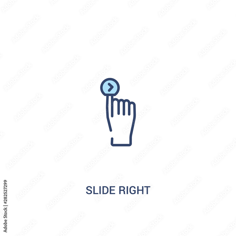 Poster slide right concept 2 colored icon. simple line element illustration. outline blue slide right symbo