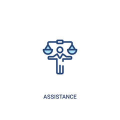 assistance concept 2 colored icon. simple line element illustration. outline blue assistance symbol. can be used for web and mobile ui/ux.