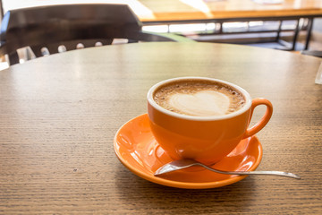 Cappuccino coffee with heart latte art