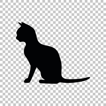 Cat sign. Black icon on transparent background. Illustration.