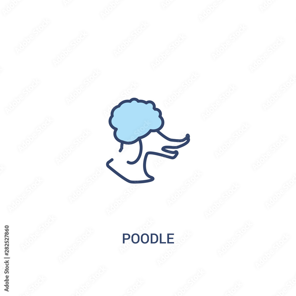 Poster poodle concept 2 colored icon. simple line element illustration. outline blue poodle symbol. can be 