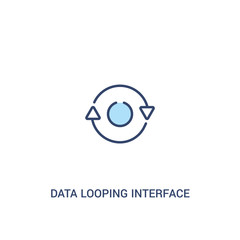 data looping interface concept 2 colored icon. simple line element illustration. outline blue data looping interface symbol. can be used for web and mobile ui/ux.