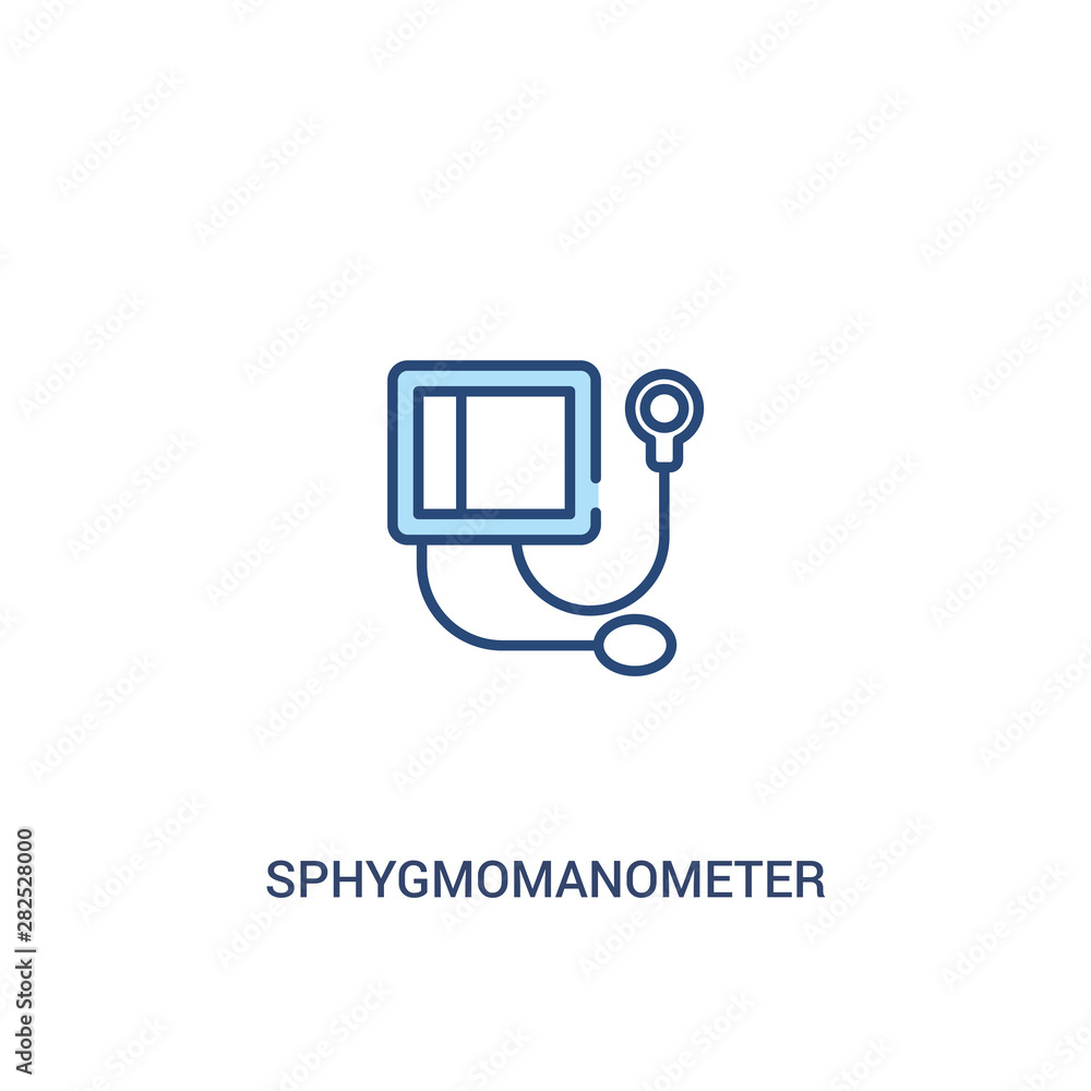 Poster sphygmomanometer concept 2 colored icon. simple line element illustration. outline blue sphygmomanom