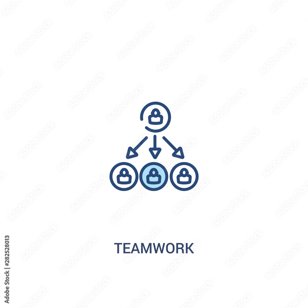 Poster teamwork concept 2 colored icon. simple line element illustration. outline blue teamwork symbol. can