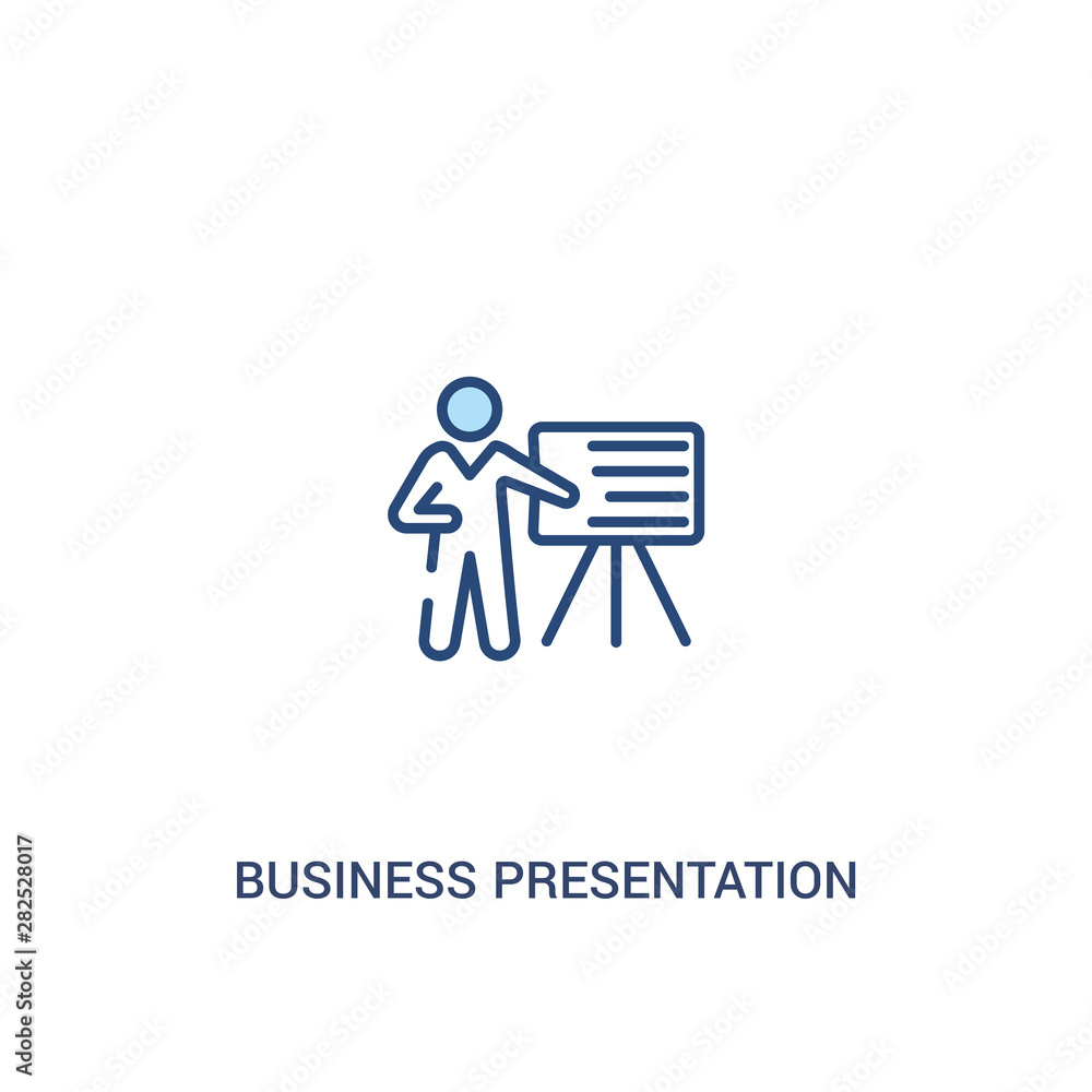 Poster business presentation concept 2 colored icon. simple line element illustration. outline blue busines