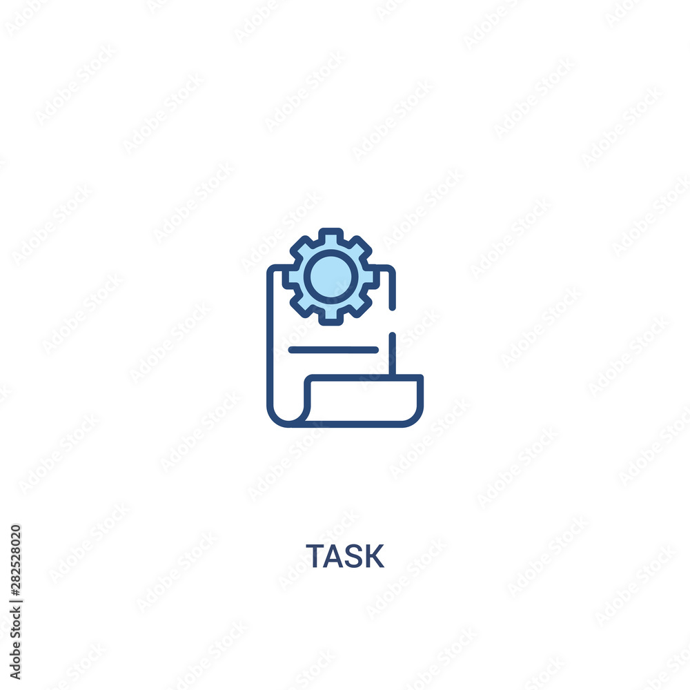 Poster task concept 2 colored icon. simple line element illustration. outline blue task symbol. can be used
