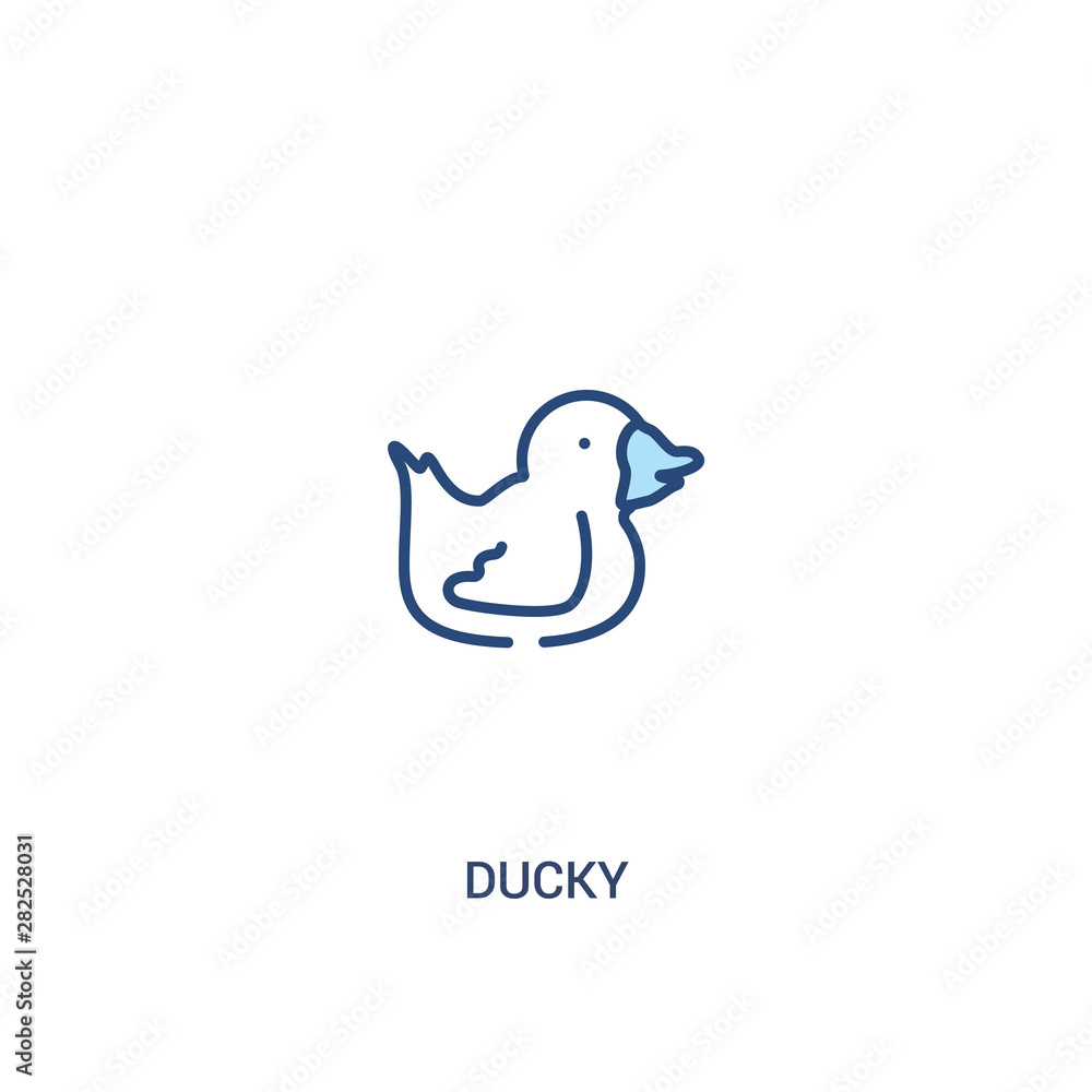 Poster ducky concept 2 colored icon. simple line element illustration. outline blue ducky symbol. can be us