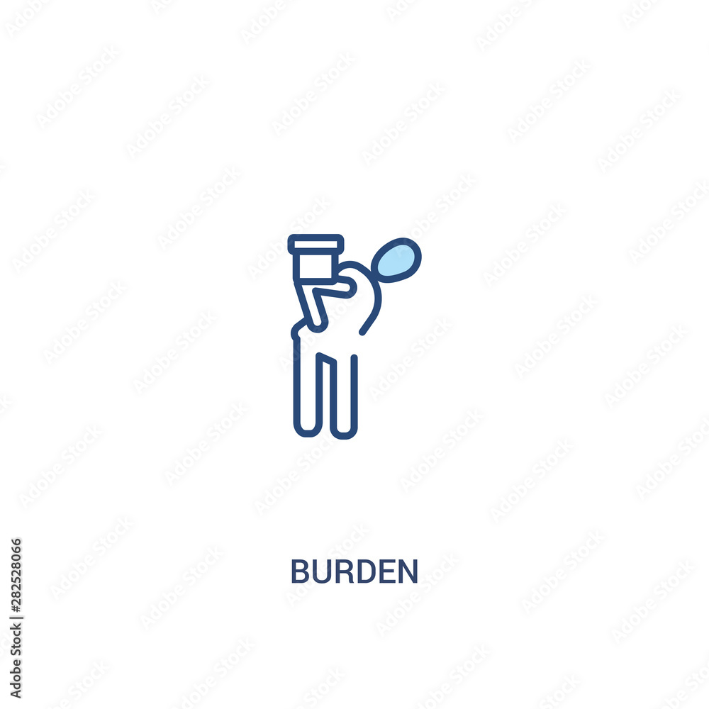 Poster burden concept 2 colored icon. simple line element illustration. outline blue burden symbol. can be 