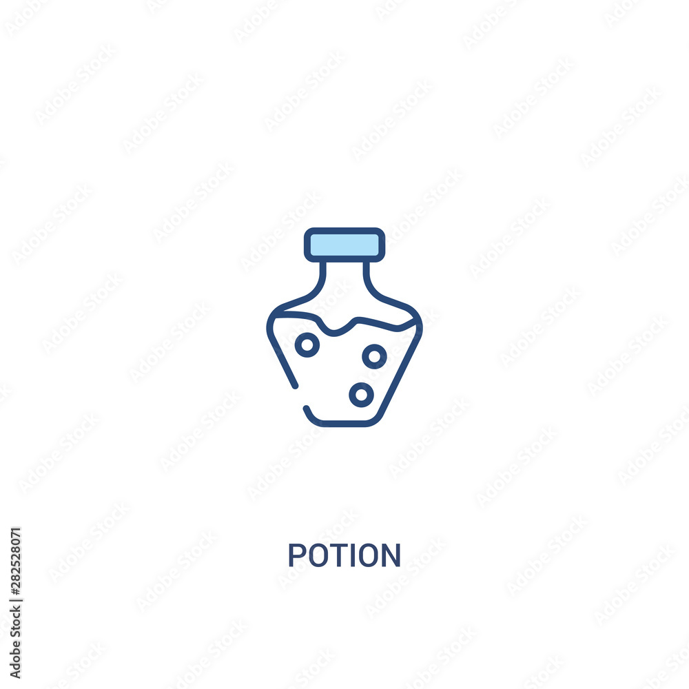 Poster potion concept 2 colored icon. simple line element illustration. outline blue potion symbol. can be 