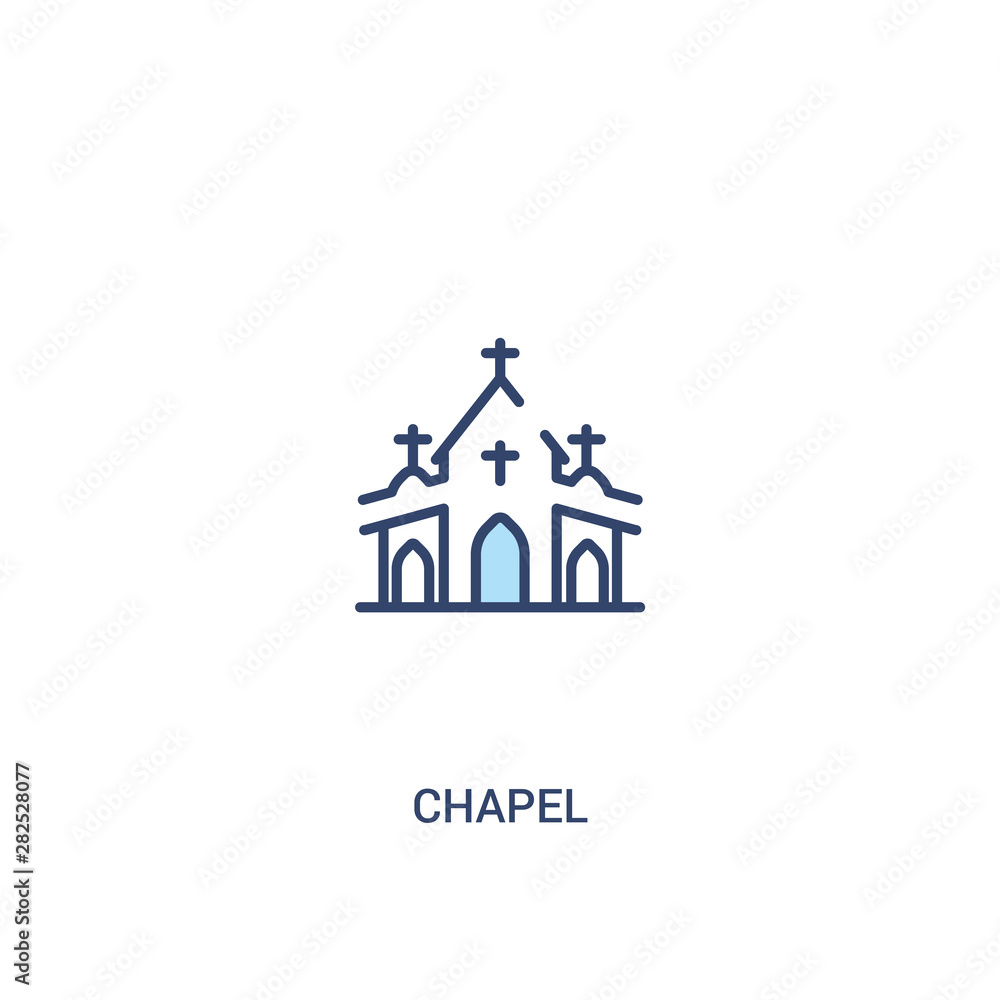 Poster chapel concept 2 colored icon. simple line element illustration. outline blue chapel symbol. can be 