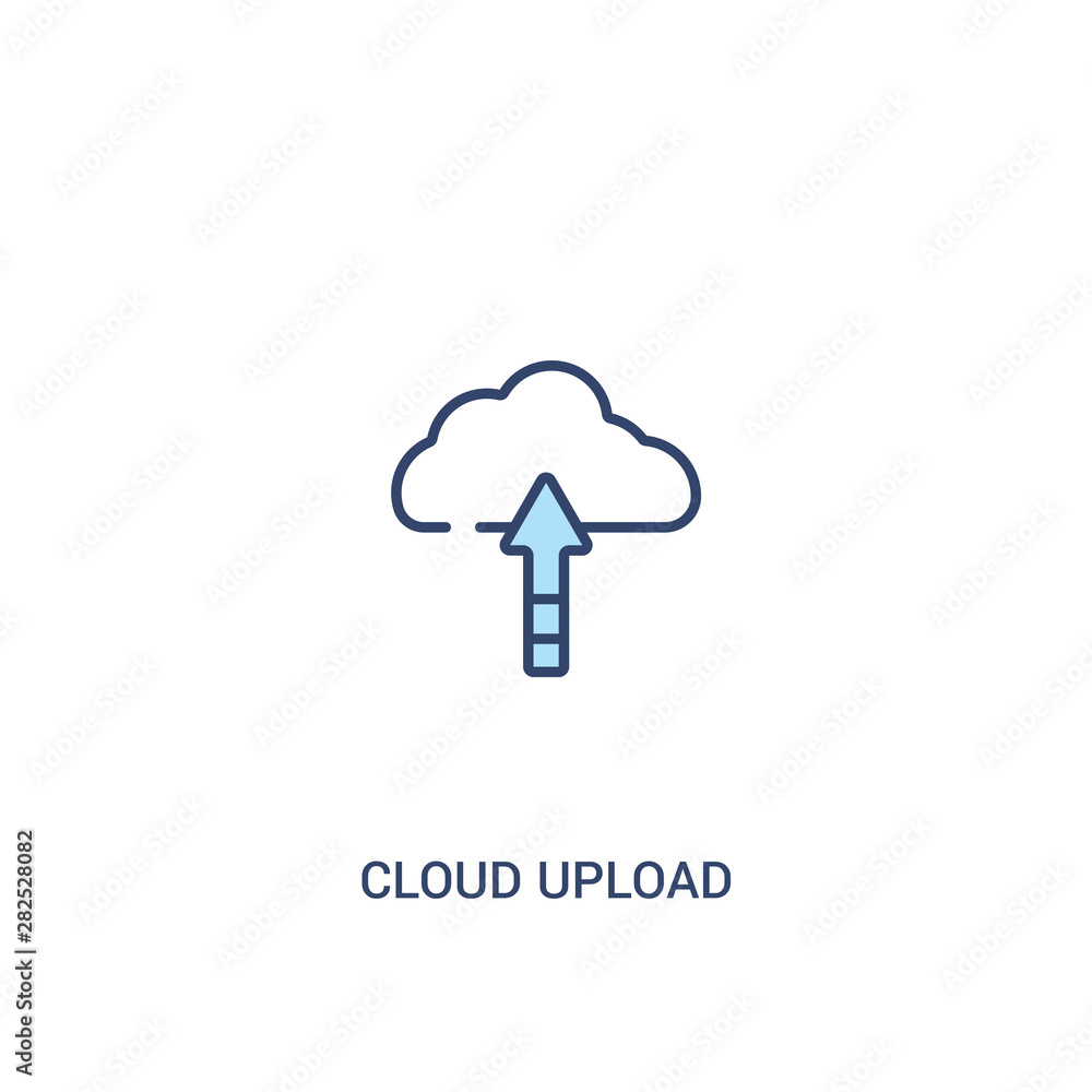 Poster cloud upload concept 2 colored icon. simple line element illustration. outline blue cloud upload sym