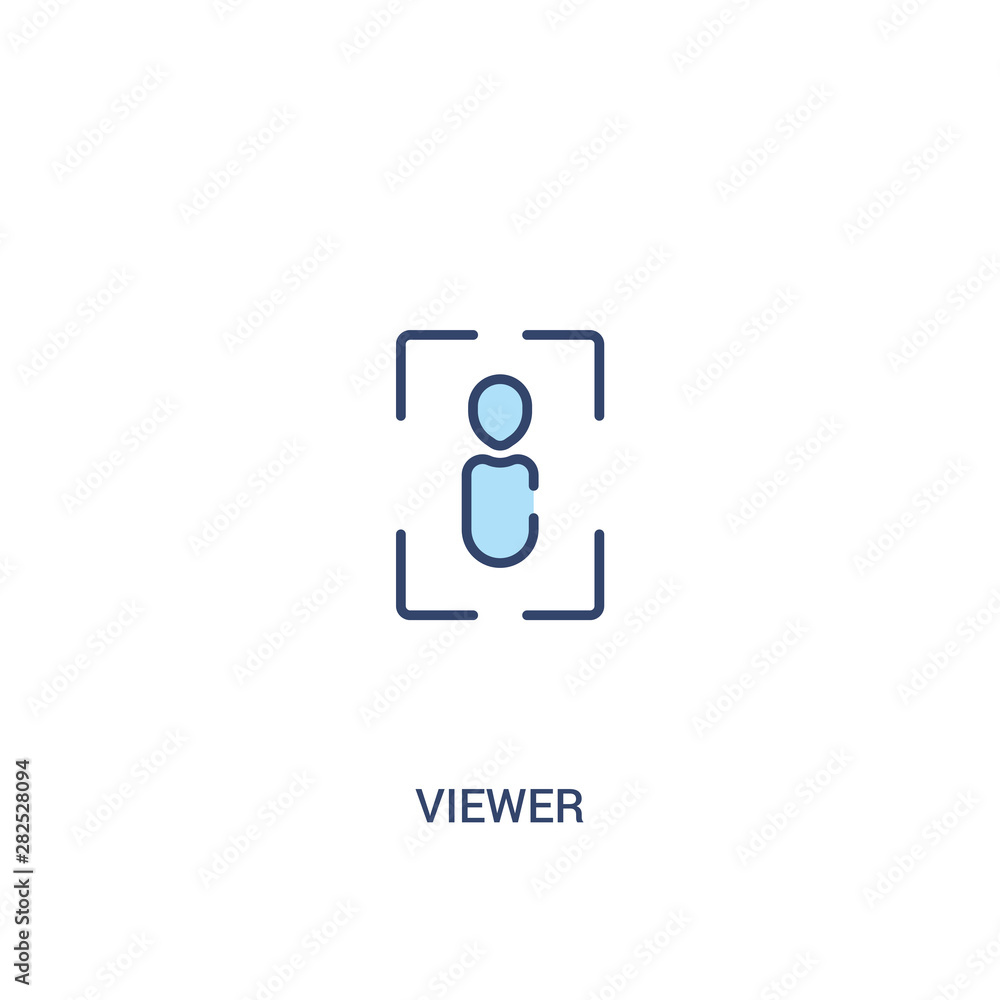 Poster viewer concept 2 colored icon. simple line element illustration. outline blue viewer symbol. can be 