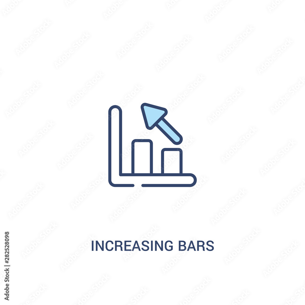 Aufkleber increasing bars graphic concept 2 colored icon. simple line element illustration. outline blue incre