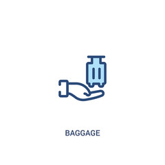 baggage concept 2 colored icon. simple line element illustration. outline blue baggage symbol. can be used for web and mobile ui/ux.