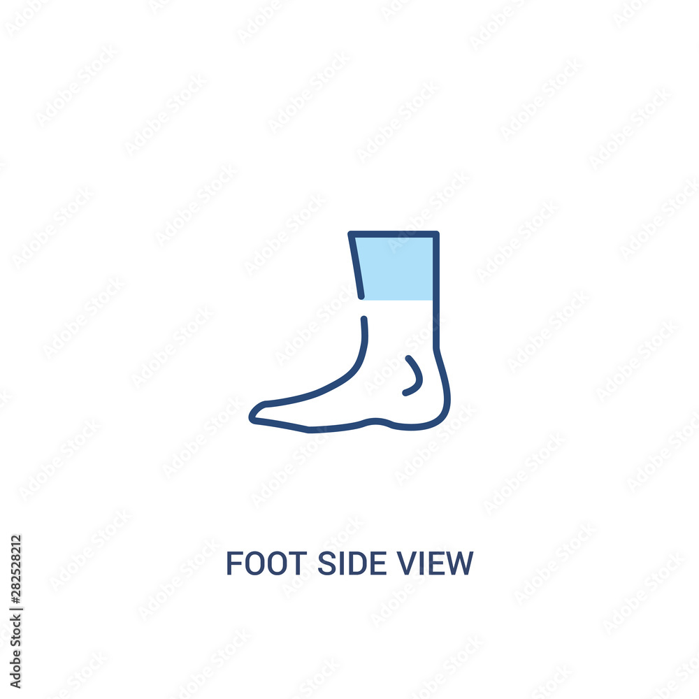 Poster foot side view concept 2 colored icon. simple line element illustration. outline blue foot side view