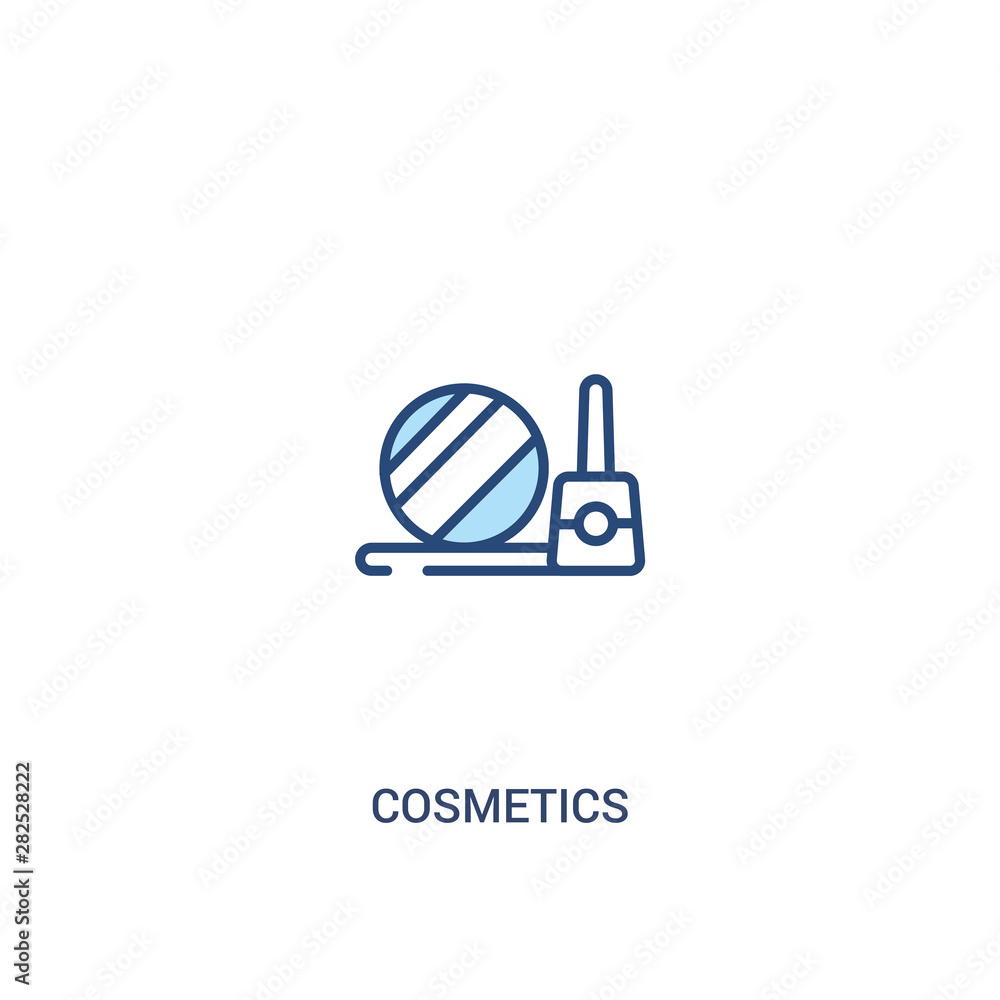 Poster cosmetics concept 2 colored icon. simple line element illustration. outline blue cosmetics symbol. c