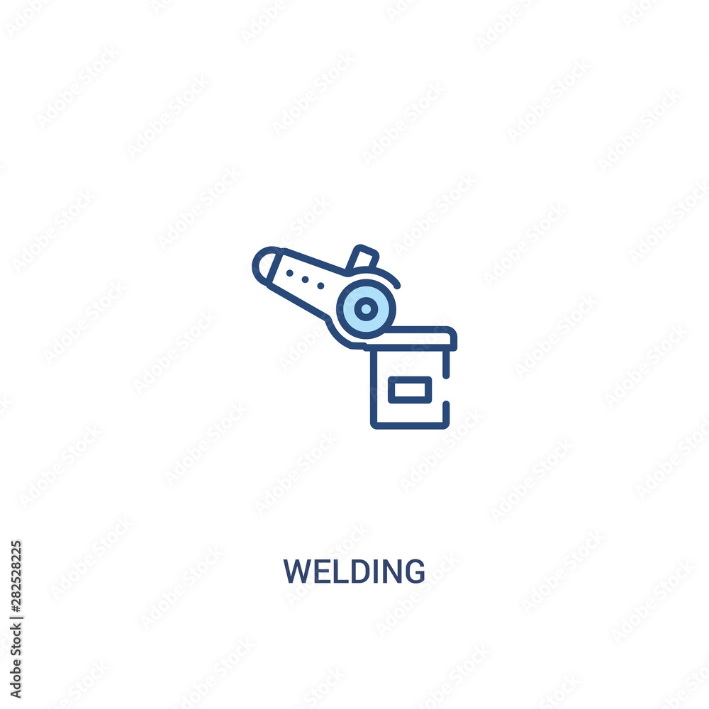 Poster welding concept 2 colored icon. simple line element illustration. outline blue welding symbol. can b