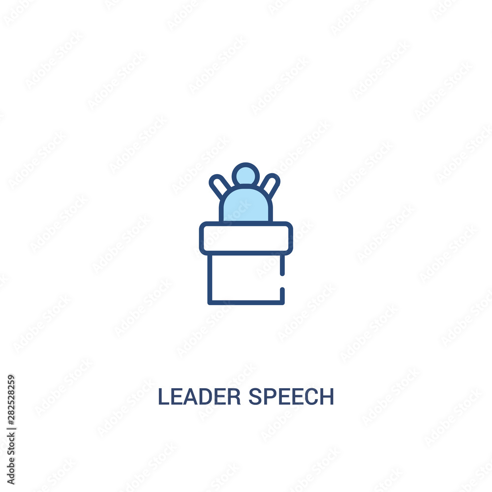 Poster leader speech concept 2 colored icon. simple line element illustration. outline blue leader speech s
