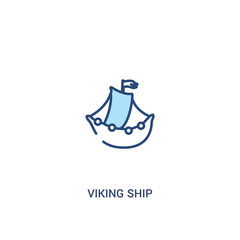 viking ship concept 2 colored icon. simple line element illustration. outline blue viking ship symbol. can be used for web and mobile ui/ux.