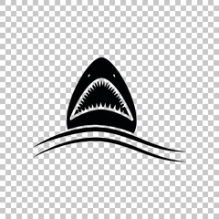 Shark sign. Black icon on transparent background. Illustration.